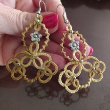 Orecchini Chiacchierino Fatti A Mano Navette Inamidati PEZZO UNICO SVENDITA