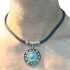 Collana con ciondolo pietre dure di turchese da donna catenina lunga 45 cm uomo