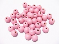  50pz perline in legno  tondo 10x9mm  colore rosa bijoux