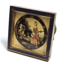 Orologio Sveglia da Viaggio Tavolo Antico Art Déco Otone Smalti prima metà '900