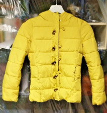 Piumino bambina 10/11 anni, con cappuccio, giallo, BENETTON,  150cm