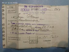 UDINE 1933: antica Quietanza di pagamento per contravvenzione automobilistica