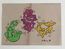 Disegno su carta Keith Haring (fatto a mano) firmato e timbrato tecnica mista.
