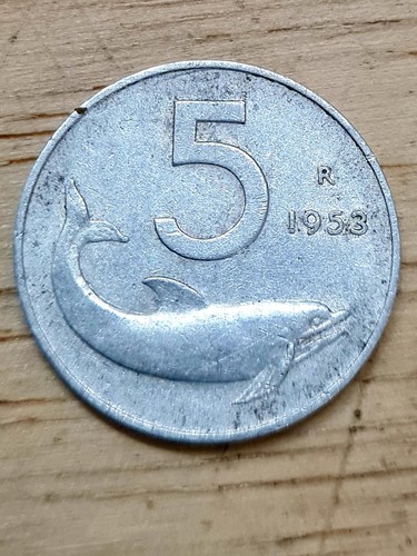 Moneta lire delfino 1953 - 5,