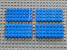 4 x LEGO Plaque Bleue Plate