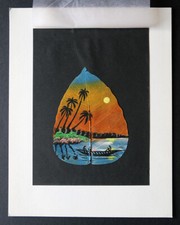 DIPINTO A MANO SU FOGLIA DI FICUS RELIGIOSA