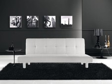 DIVANO LETTO 3 POSTI RECLINABILE SALOTTO ECOPELLE BIANCO DESIGN SOFA APRIBILE IT
