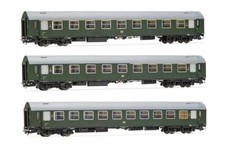 RIVAROSSI H0 set 3 pezzi vagoni ferroviari da viaggio verde 1 cl., 1/2 cl. & Sleeperette