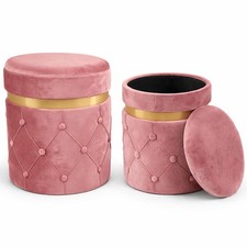 Set 2 Pouf Contenitori Rosa in