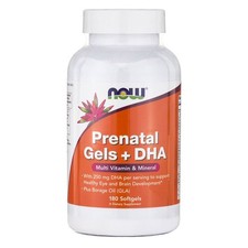 NOW Foods Prenatal Gels + DHA Multiple Vitamin & Mineral 180 Softgels NOW3811