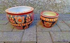 Coppia vasi cinesi decorati a mano in ceramica