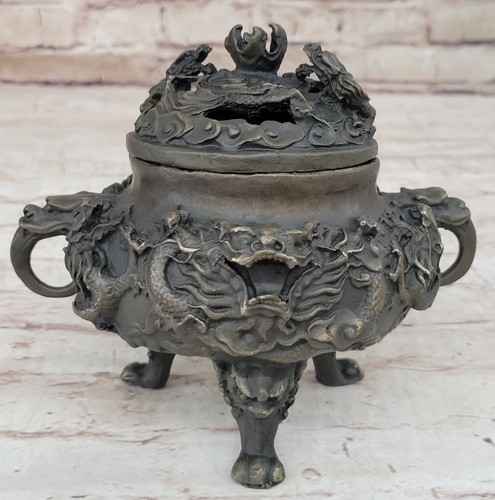 Vaso incenso drago bronzo