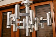 LAMPADARIO  VINTAGE CHANDELIER, GAETANO SCIOLARI,  DESIGN ALLUMINIUM, 1960,1970