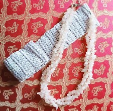 Collana in Quarzo Rosa +fascia per capelli in cotone (fatta a mano). Nuove