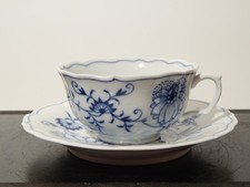 PREZIOSA PORCELLANA MEISSEN 2 SPADE TAZZA DA TE' PRIMA METÀ 900 BIANCA BLU #2161