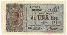 1 LIRA BUONO DI CASSA VITTORIO EMANUELE III PORENA LUGLIO 1921 qSPL