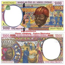 STATI CENTRAFRICANI Gabon 5000 Franchi Unc P 404Lf #62495# ❇️..