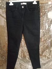 Pantaloni zara Neri Ragazza Donna Con Borchie ai Lati molto originali
