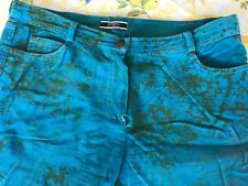 Mariella Burani pantaloni di velluto liscio tg 42 turchese/verde sceraldo