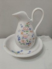 Set Da Toilette Catino E Brocca Porcellana Limoges Decorato A Mano Vintage