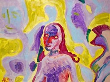 Dipinto olio Donne sulla tomba