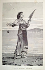 STAMPA 1883 RAGAZZA SU RIVA DI