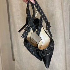 Dior John Galliano décolleté vintage anni 2000 passerella a punta tela nera 39,5