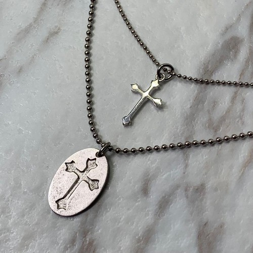 Collana croce doppia catena
