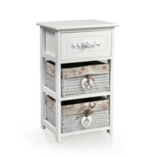 MAURY'S CASSETTIERA IN LEGNO 3 CASSETTI 36X28X61CM CON DECORO FLOREALE