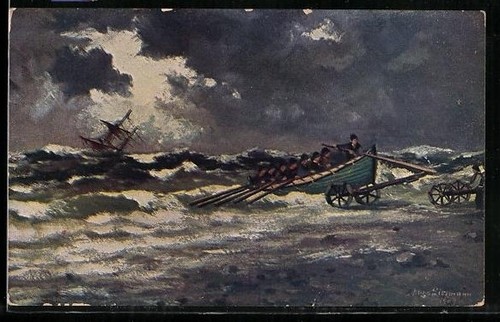 Cartolina artista scialuppa - d'artista,