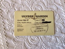 Card Garanzia Ulysse Nardin