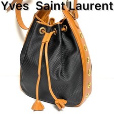 Borsa a tracolla Yves Saint Laurent con coulisse in pelle PVC nera autentica