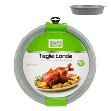ABM TEGLIA TONDA RUOTO DA FORNO CM 32 36 ACCIAIO ANTIADERENTE EFFETTO PIETRA