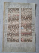 Foglio di messale in pergamena basso medioevo stupendo