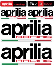KIT 6 ADESIVI APRILIA RACING INTAGLIATI + 4 BANDIERE MOTO STICKERS BICOLORE