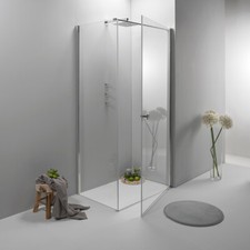 Cabina Box Doccia Angolare Battente con Lato Fisso Trasparente Varie Misure