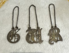 Set of 3 Silver Plated Decanter Labels – Gin, Whisky & Brandy – Gothic Script