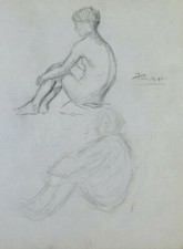 DISEGNO ANTICO FIGURA FEMMINILE FRANCIA DATATO XIX SECOLO BOZZETTO BM53.5H