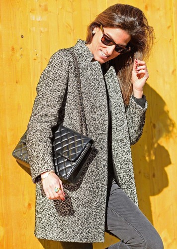 Zara black boucle coat gray - boucle,