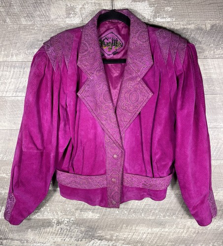 Giacca pelle paisley rosa