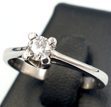 Anello solitario diamante 0,19ct g/vvs2 in oro bianco massiccio 18k usato