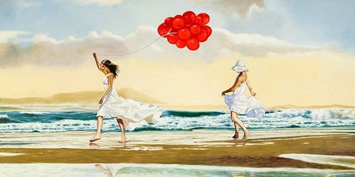 Quadro donne riva mare - donne,