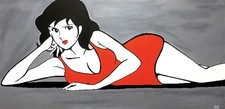 Quadro Margot Lupin  Art Dipinto A Mano Su Tela 150x75cm