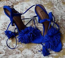 Aquazzura Blue Suede Fringe