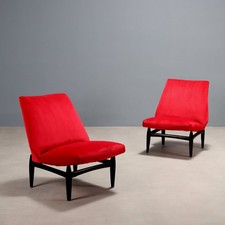 Poltroncine Vintage Design Legno Tessuto Italia Anni 60 Originale