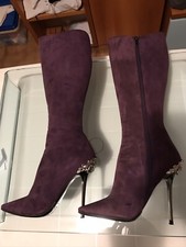 Gerardina Di Maggio Stivali N 35 Tacco 11 Camoscio Prugna