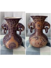 1 Vaso Decorativo Vintage Etnico Ceramica Elefante Serpente