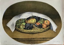 Nino Tirinnanzi litografia Cestino di frutta coperto 65x46 firmata numerata 1972