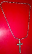 COLLANA 52 CM GIROCOLLO CON CROCIFISSO 6x3 CM CON TESCHIO ANNI '40 IN METALLO 