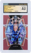 AJ Styles Signed 2022 Panini Select Maroon Prizm #107 #/149 CGC Fanatics Card